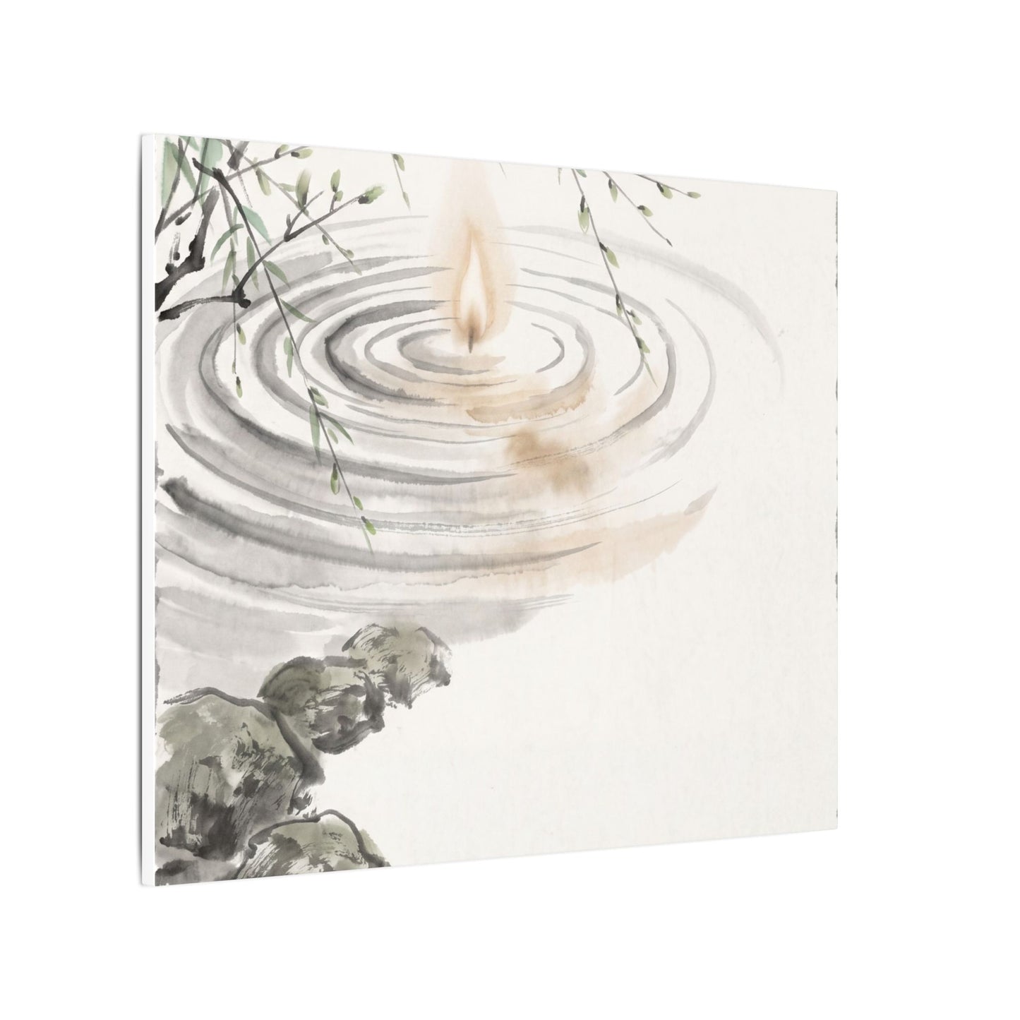 Water Ripple Sumi E Canvas Art | Tranquil Zen Art