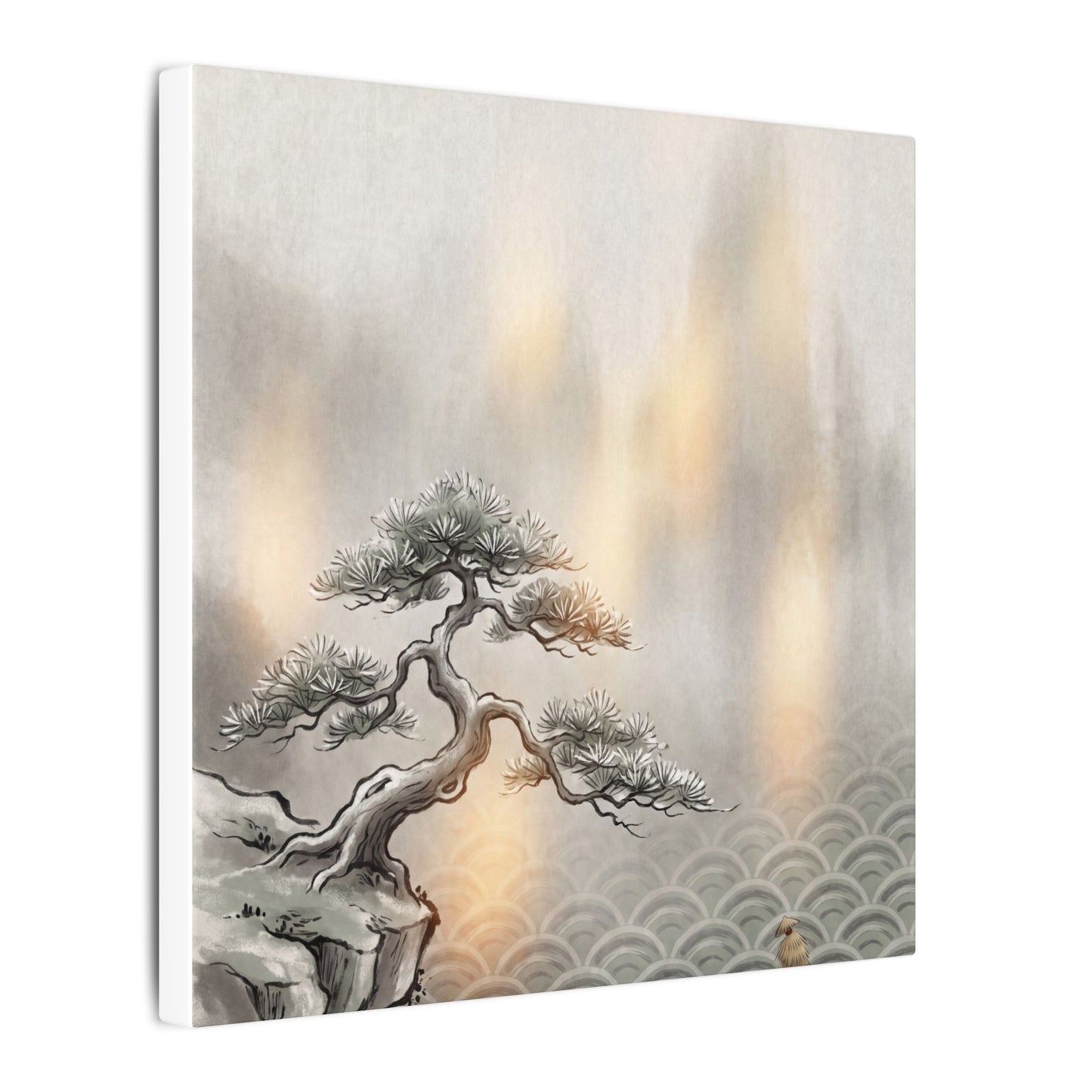 Pine Tree Canvas Art | Winter Japandi Japanese Pattern Art