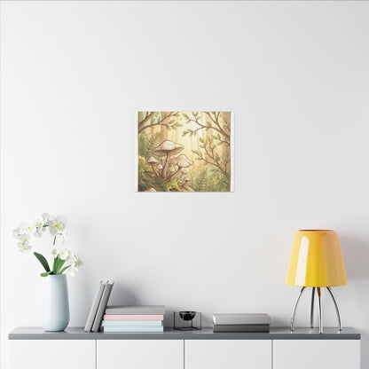 Spring Wild Mushrooms Mushroom Illustration Canvas Art | Cozy Decor