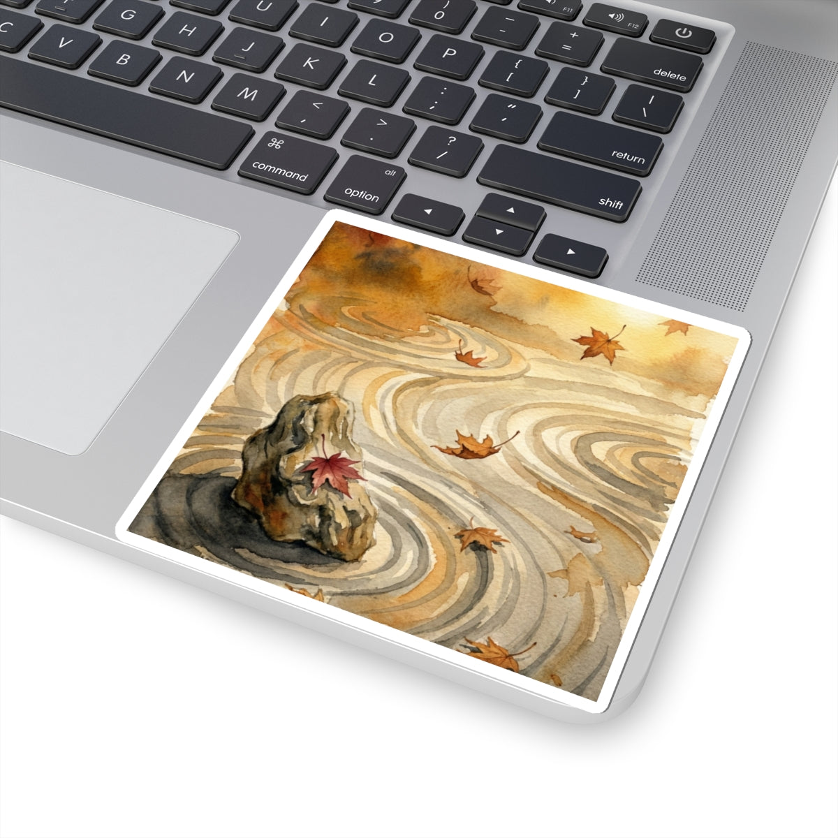 Rock Garden Watercolor Sticker | Warm Japandi Art