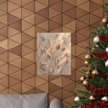 Dried Flowers Winter Wall Art Print | Japandi Earthy Design
