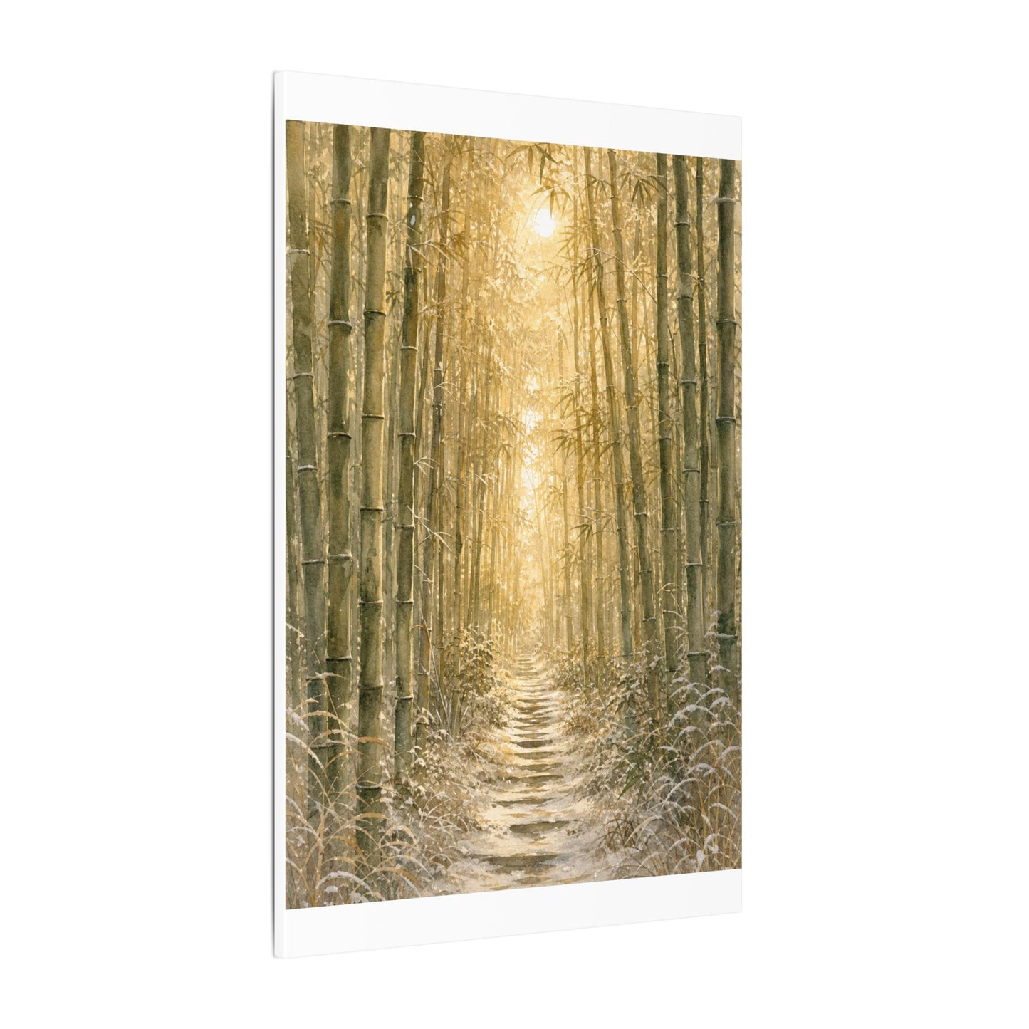 Bamboo Grove Winter Canvas Art | Japandi Elegant Design