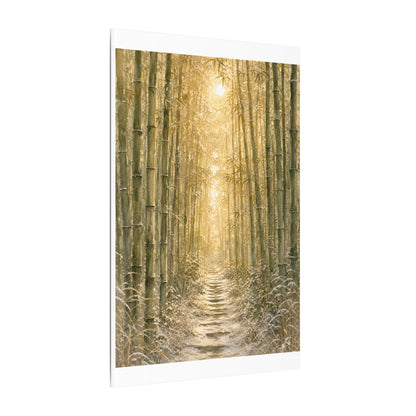 Bamboo Grove Winter Canvas Art | Japandi Elegant Design