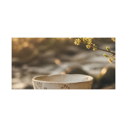 Neutral Ceramic Bowl Canvas Art - Japanese Pattern Japandi