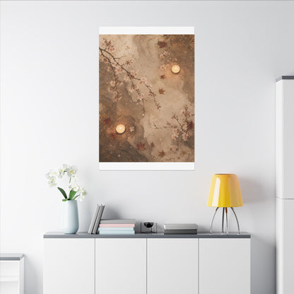 Cherry Blossom Canvas Art | Autumn Japandi Japanese Pattern Art