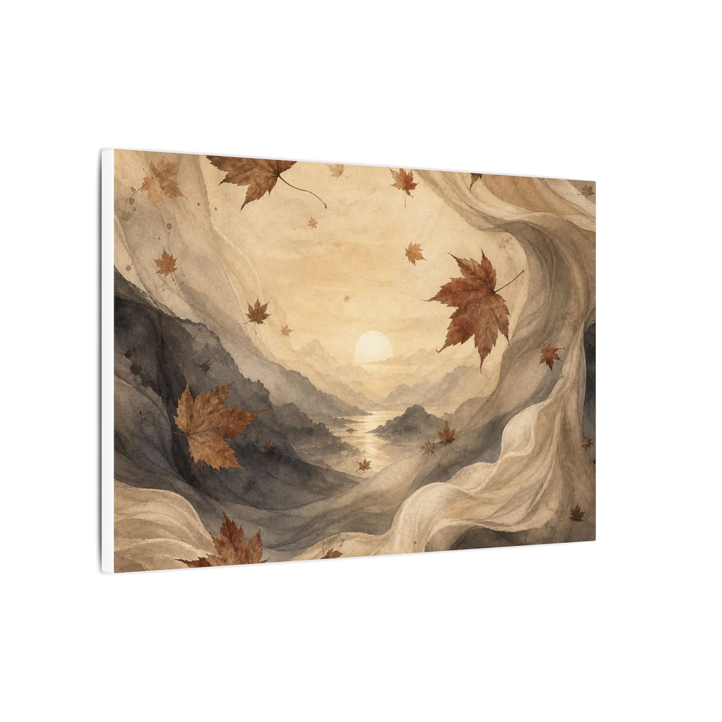 Autumn Silk Drape Watercolor Canvas Art | Earthy Decor