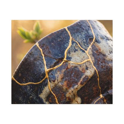 Fukinsei Rust Patina Canvas Art - Kintsugi Gold Repair