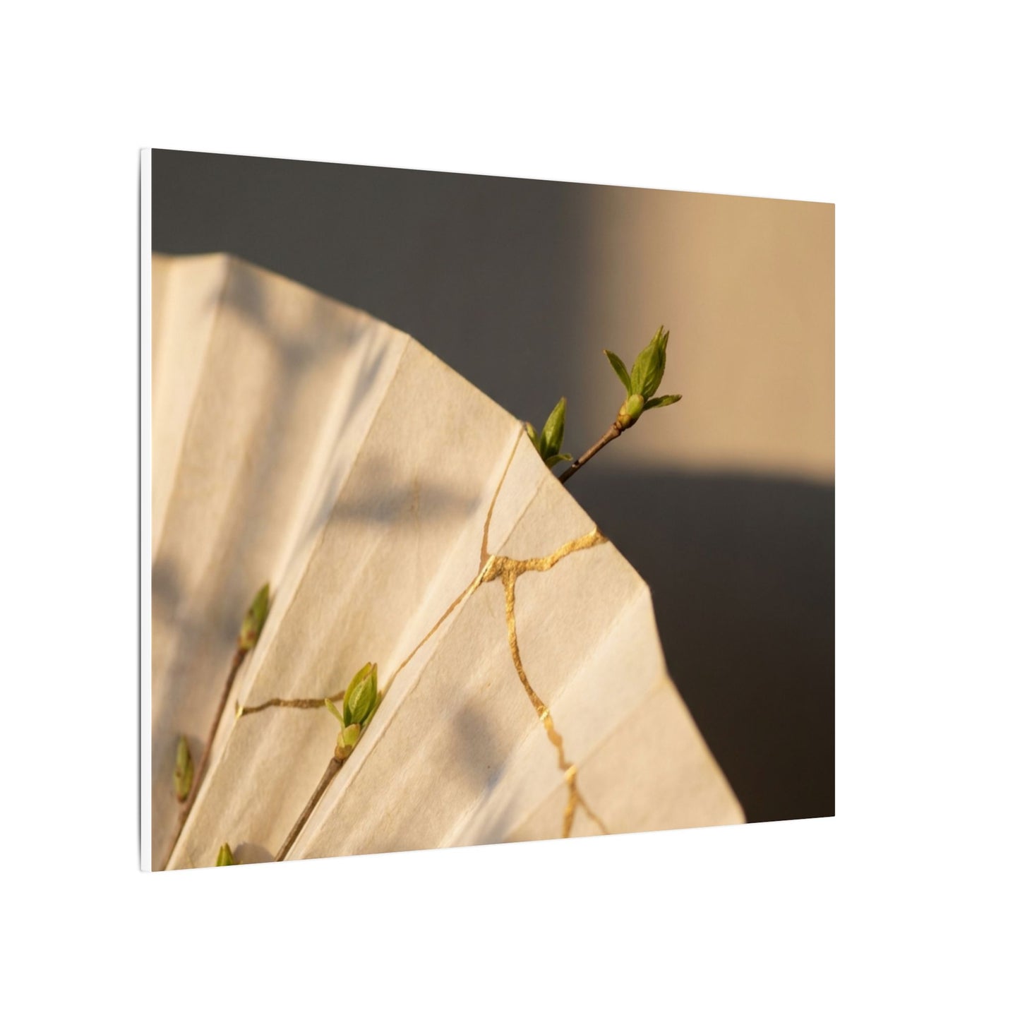 Paper Fold Gold Vein Canvas Art | Healing Kintsugi Art