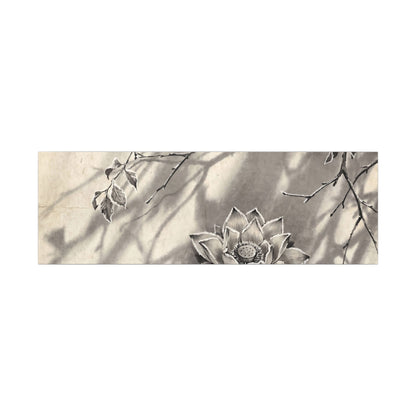 Winter Lotus Flower Sumi E Canvas Art | Contemplative Decor