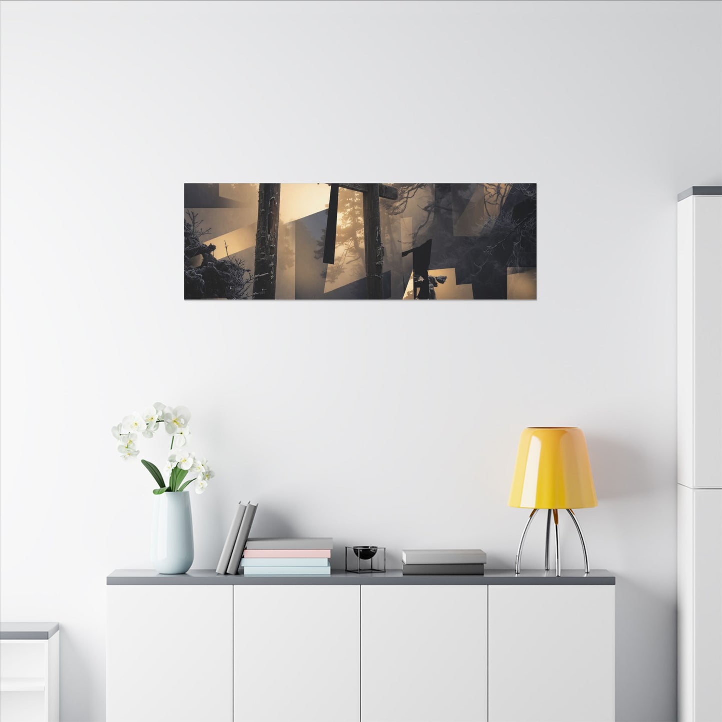 Winter Torii Gate Moody Minimal Canvas Art | Bold Decor