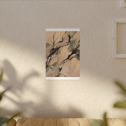 Japandi Shadow Play in Golden Hour | Watercolor Canvas Art