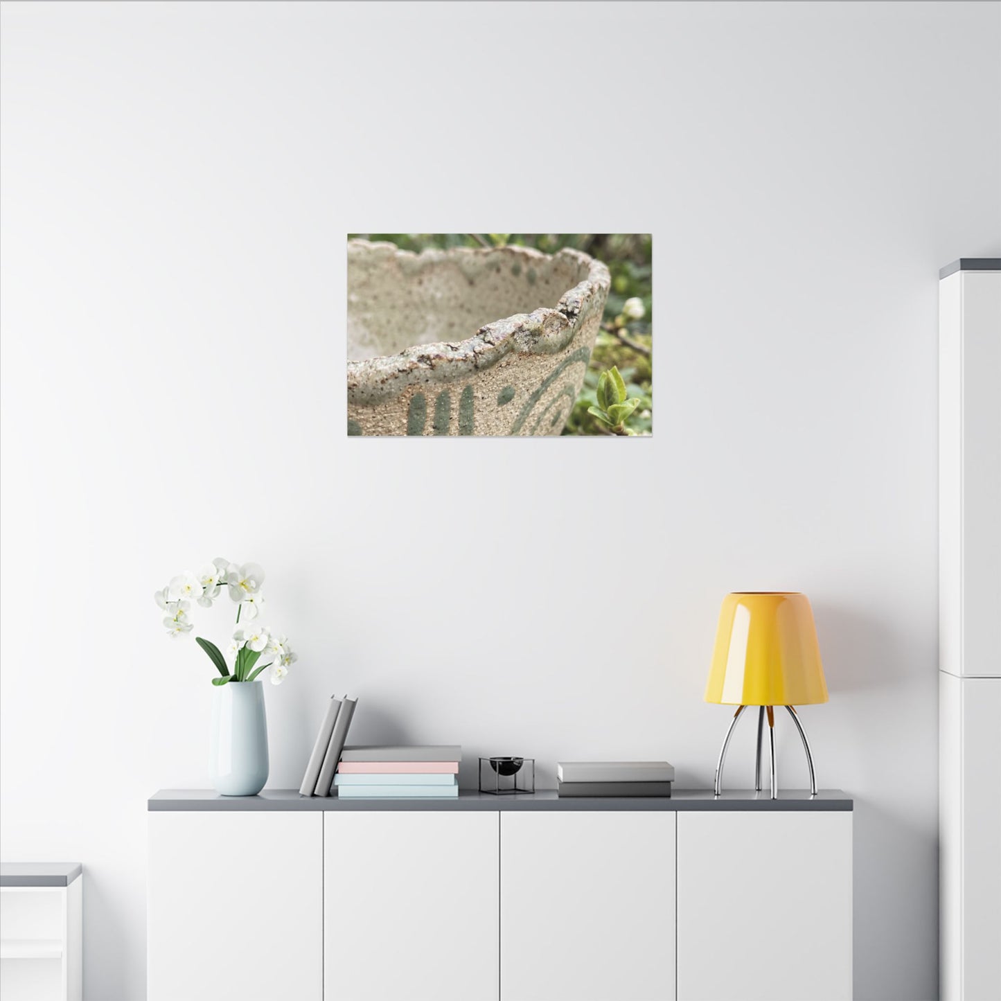 Elegant Ceramic Bowl Canvas Art - Japanese Pattern Japandi