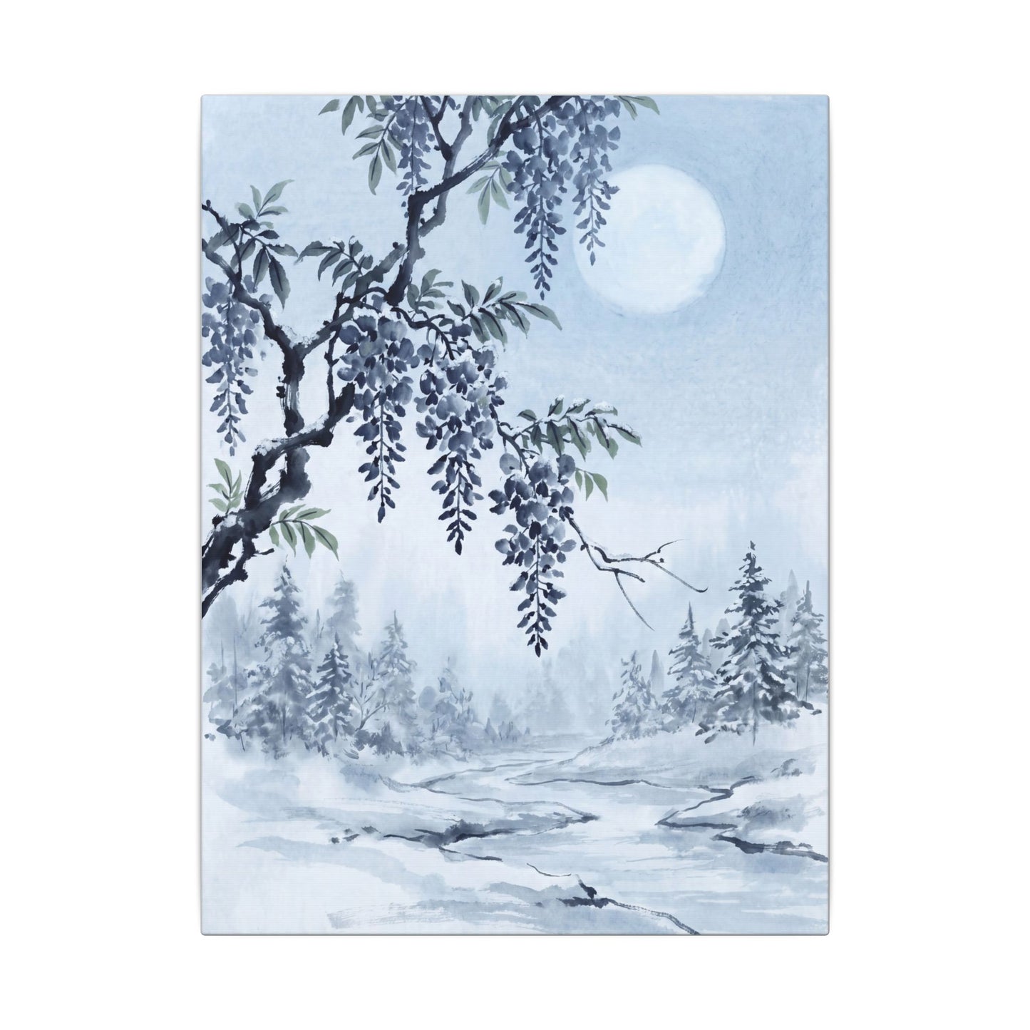 Seijaku Wisteria Canvas Art - Zen Sumi E