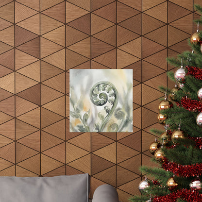 Fern Unfurling Watercolor Wall Art Print | Earthy Japandi Art