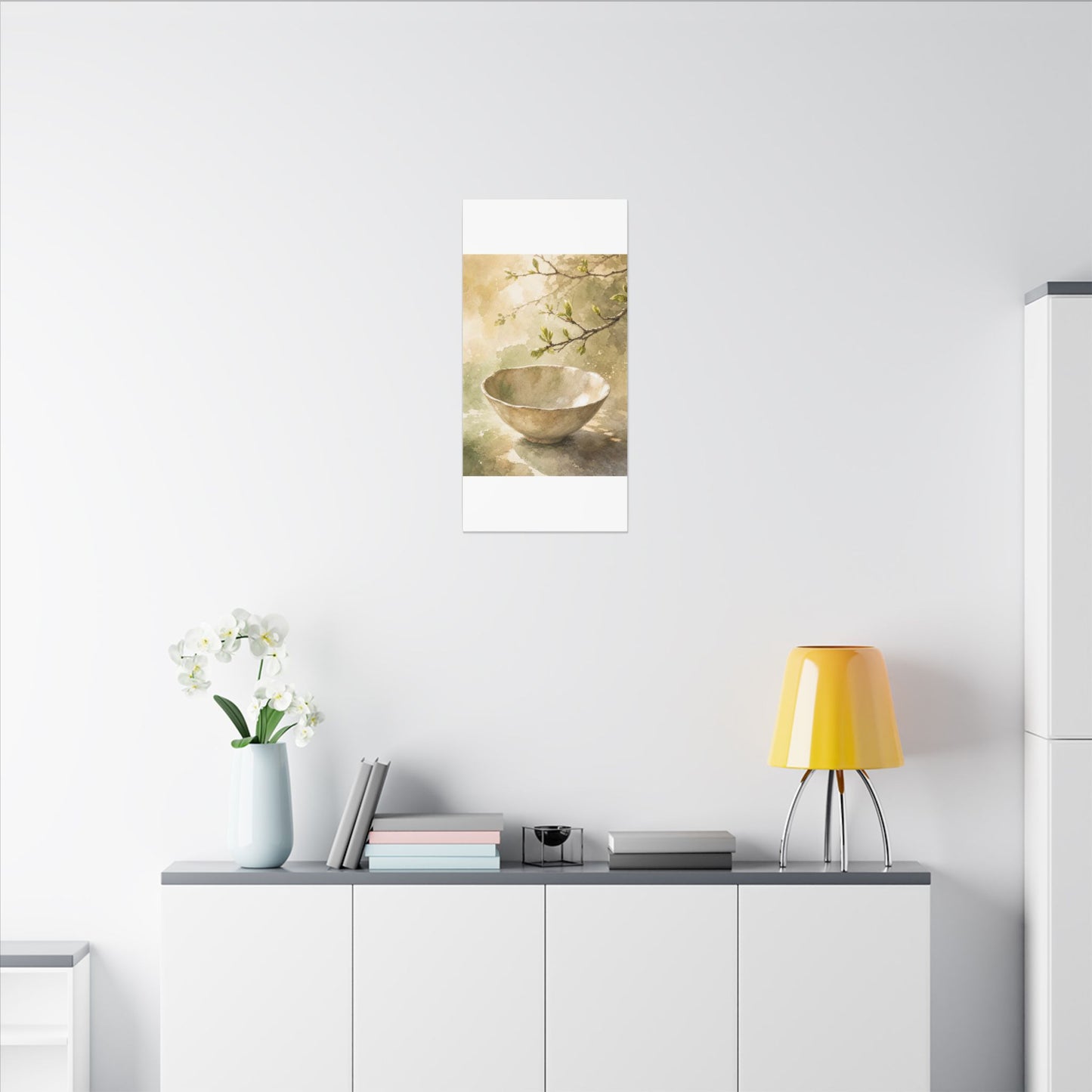 Warm Ceramic Bowl Canvas Art - Watercolor Japandi