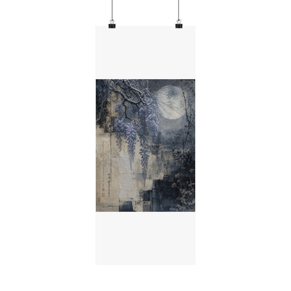 Moonlight Wisteria Wall Art Print - Japandi Seijaku
