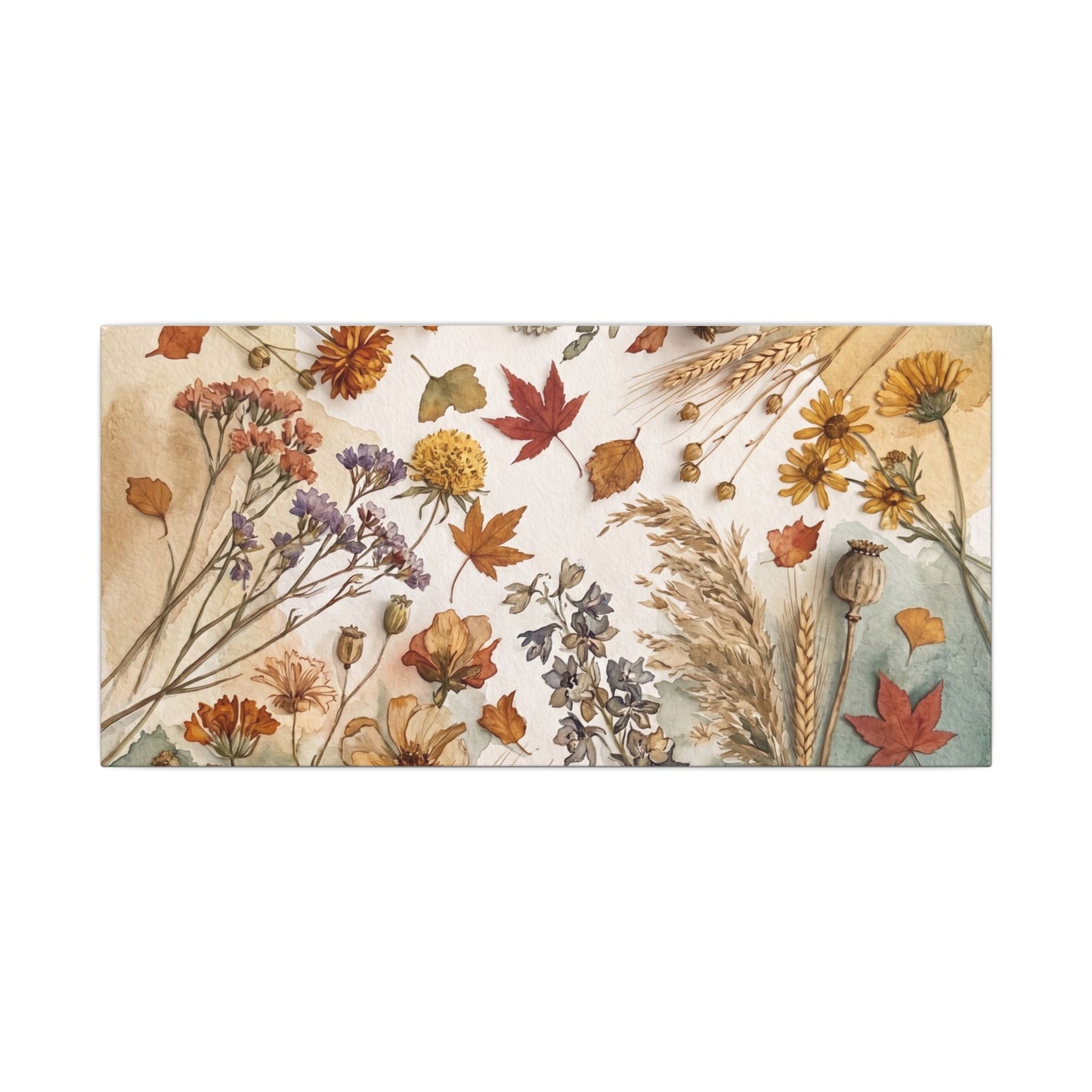 Dried Flowers Canvas Art | Autumn Japandi Watercolor Art