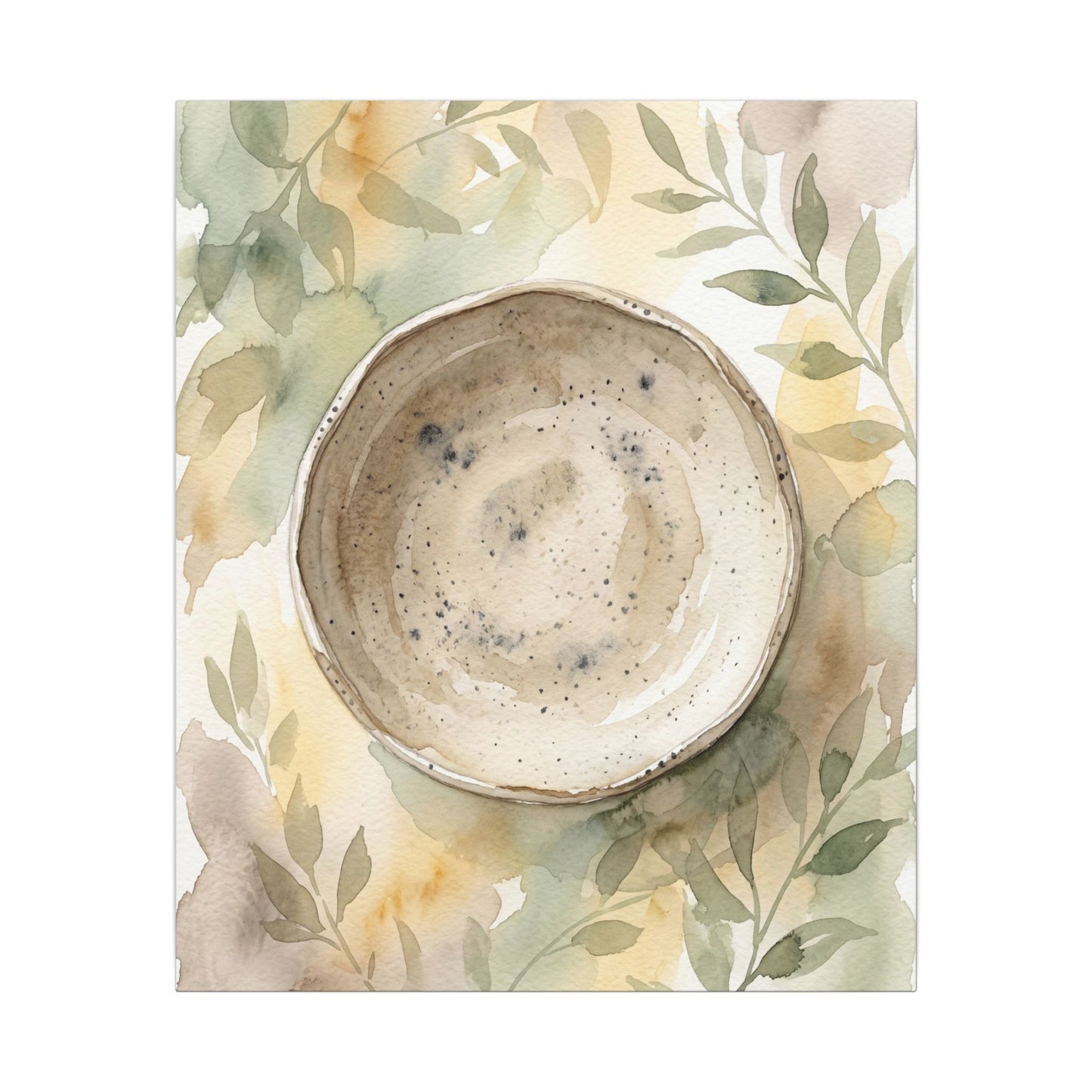 Ceramic Bowl Watercolor Canvas Art | Warm Japandi Art