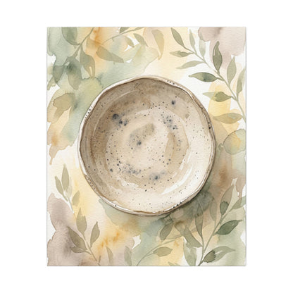 Ceramic Bowl Watercolor Canvas Art | Warm Japandi Art