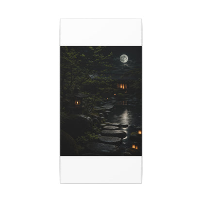 Moonlit Garden Shadow Zen Canvas Art | Sophisticated Dark Japandi Art