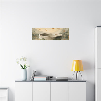 Autumn Ceramic Bowl Watercolor Canvas Art | Cozy Decor