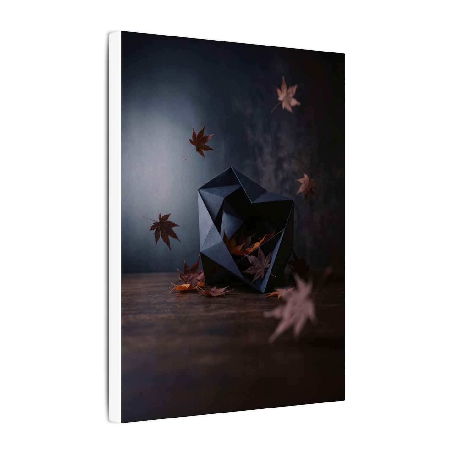 Dark Japandi Paper Fold in Dawn | Shadow Zen Canvas Art