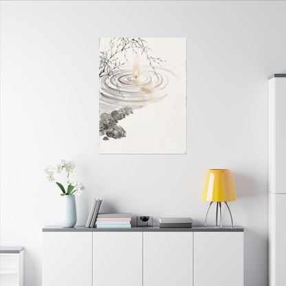Water Ripple Sumi E Canvas Art | Tranquil Zen Art