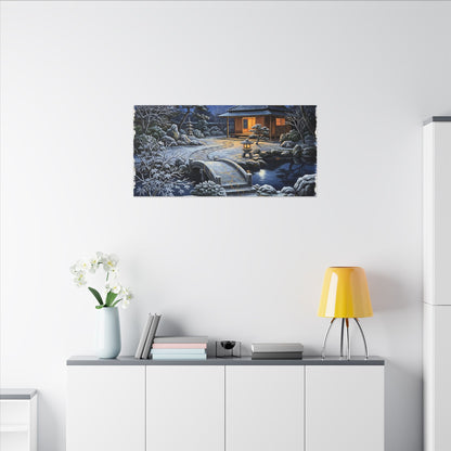 Moonlit Garden Winter Canvas Art | Kintsugi Artful Design