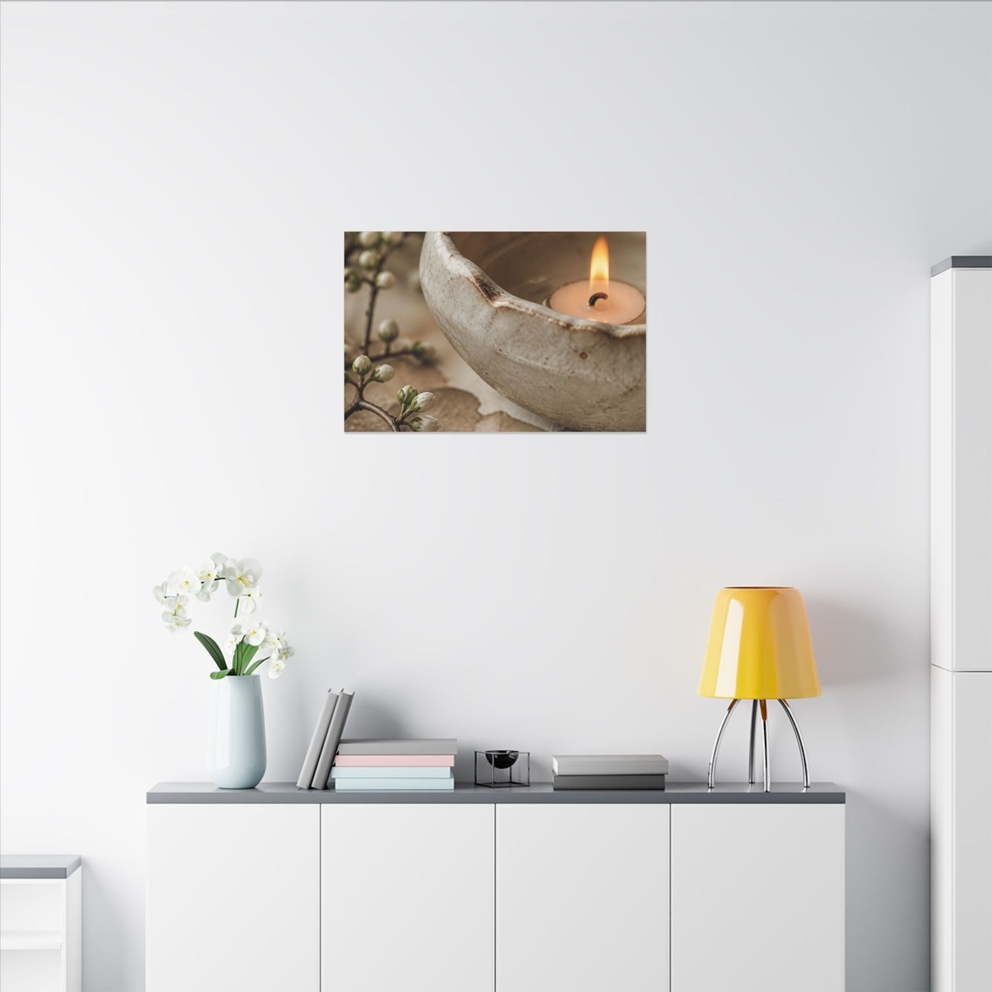 Kanso Ceramic Bowl Canvas Art - Japandi Watercolor