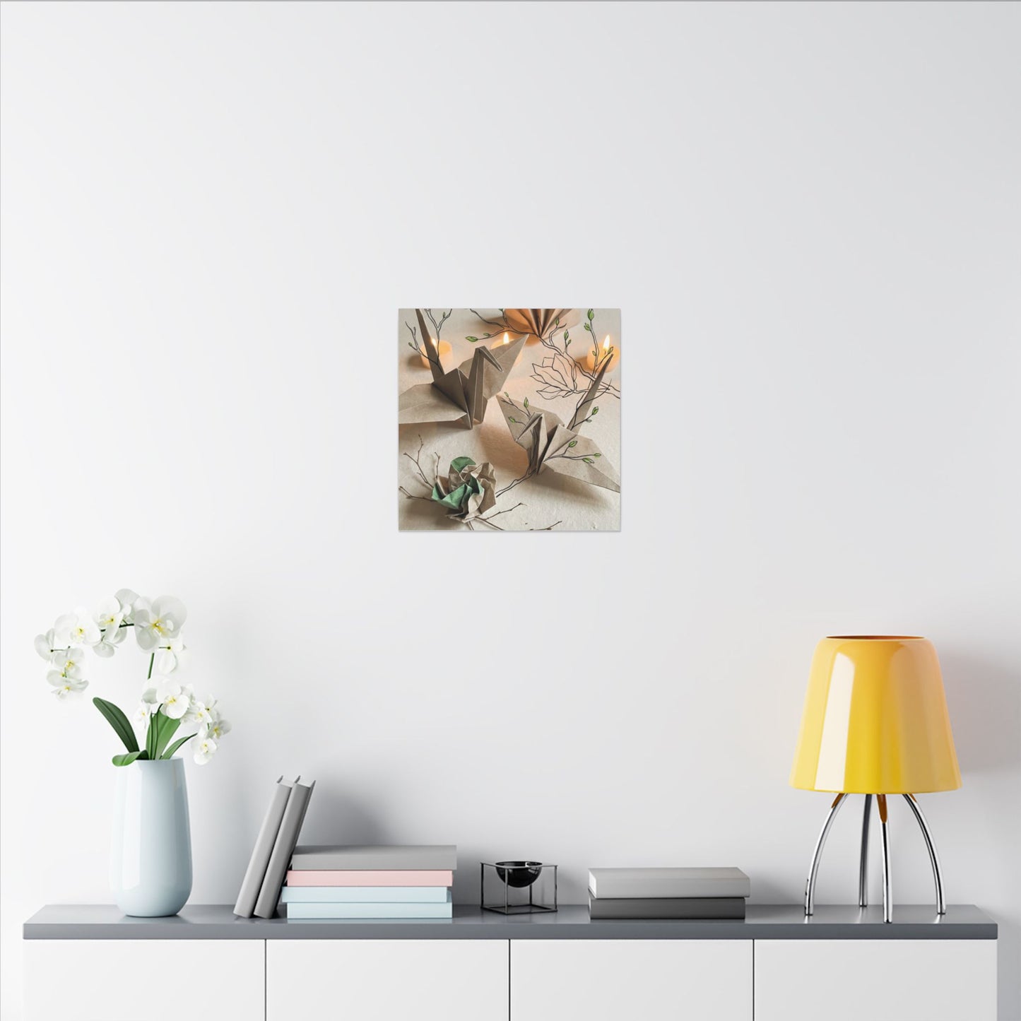 Paper Fold Spring Canvas Art | Japandi Earthy Design