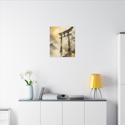 Spring Torii Gate Sumi E Canvas Art | Tranquil Decor