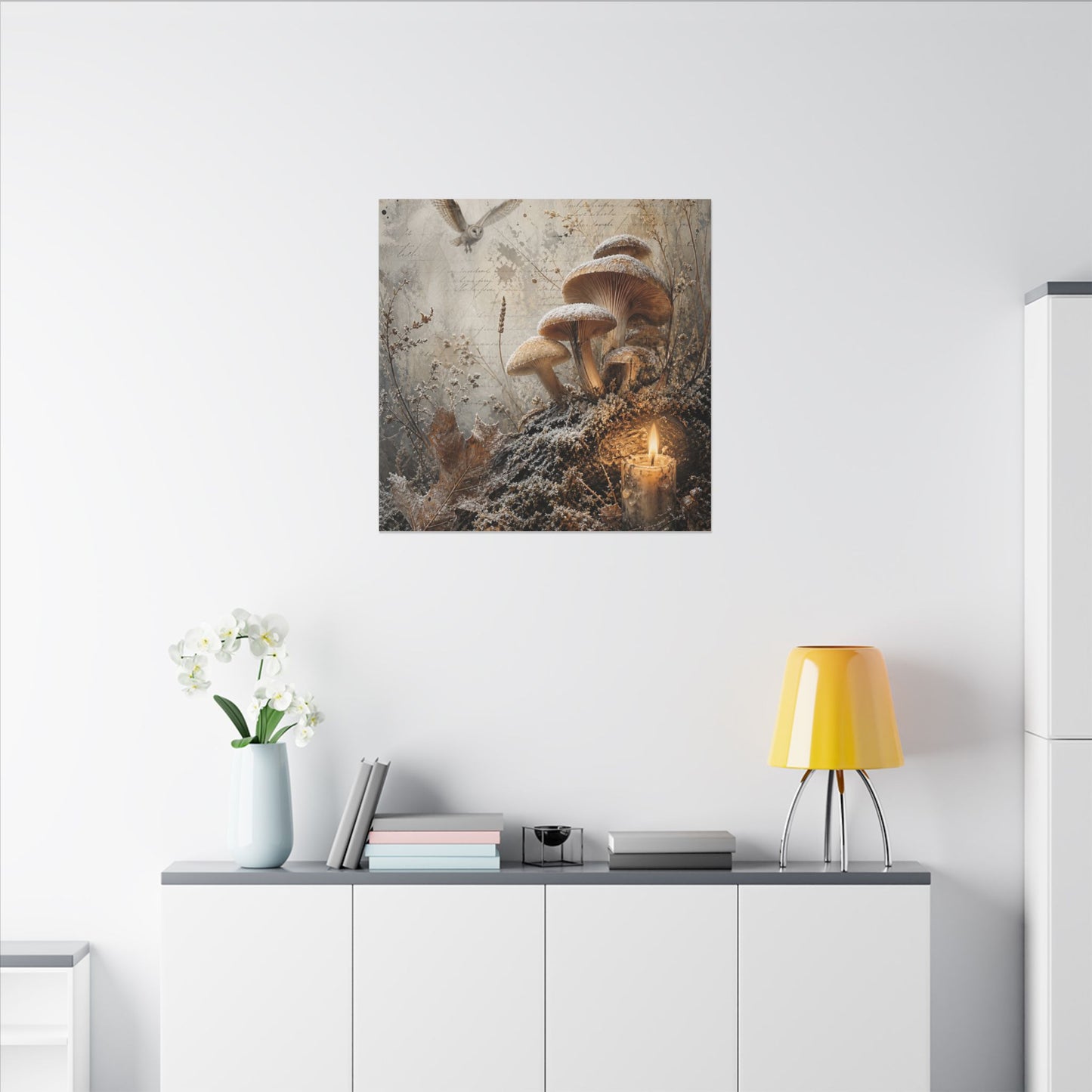 Wild Mushrooms Texture Canvas Art | Elegant Japandi Art