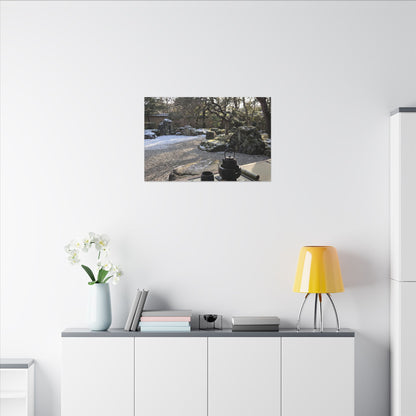 Winter Tea Ceremony Karesansui Canvas Art | Serene Decor