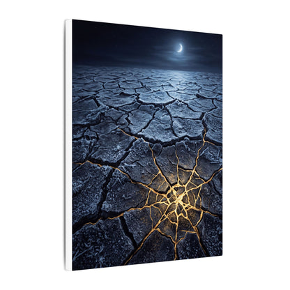 Moonlight Cracked Earth Canvas Art - Kintsugi Mono No Aware