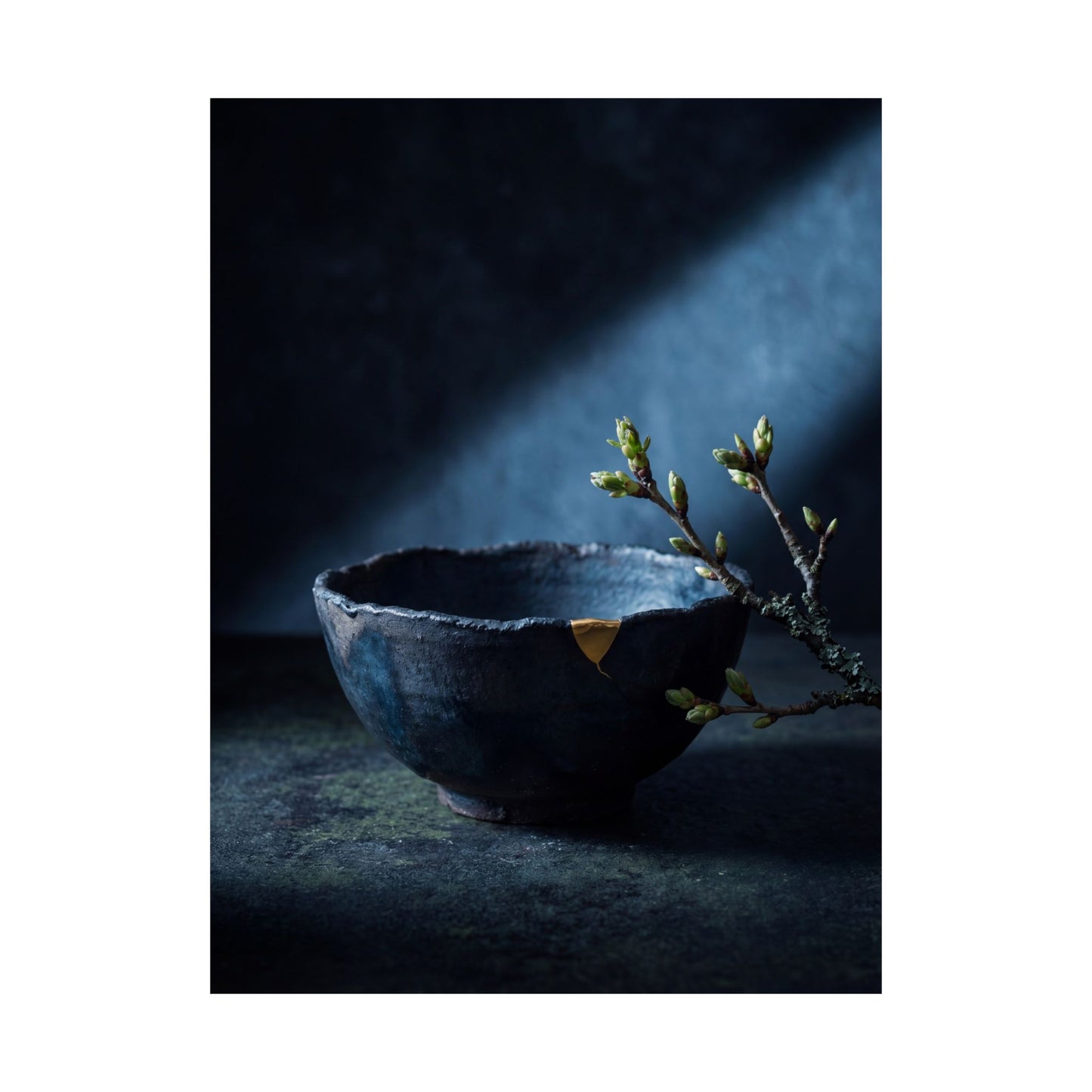 Ceramic Bowl Spring Wall Art Print | Dark Japandi Bold Design