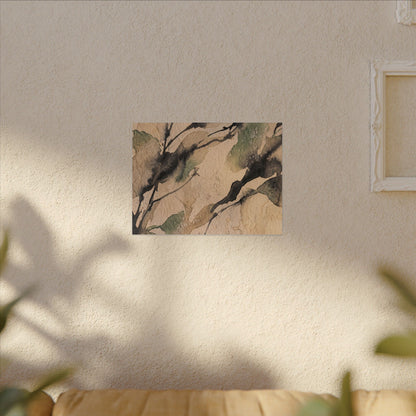 Japandi Shadow Play in Golden Hour | Watercolor Canvas Art