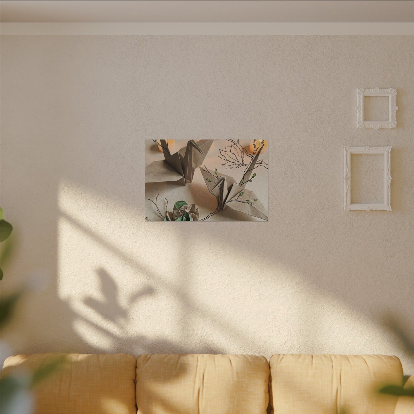 Paper Fold Spring Canvas Art | Japandi Earthy Design
