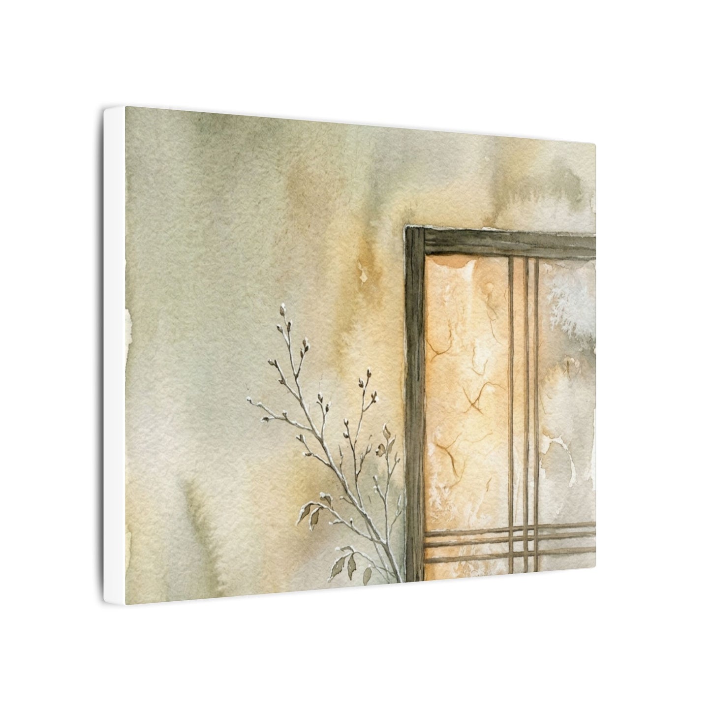 Ma Shoji Screen Canvas Art - Japandi Watercolor