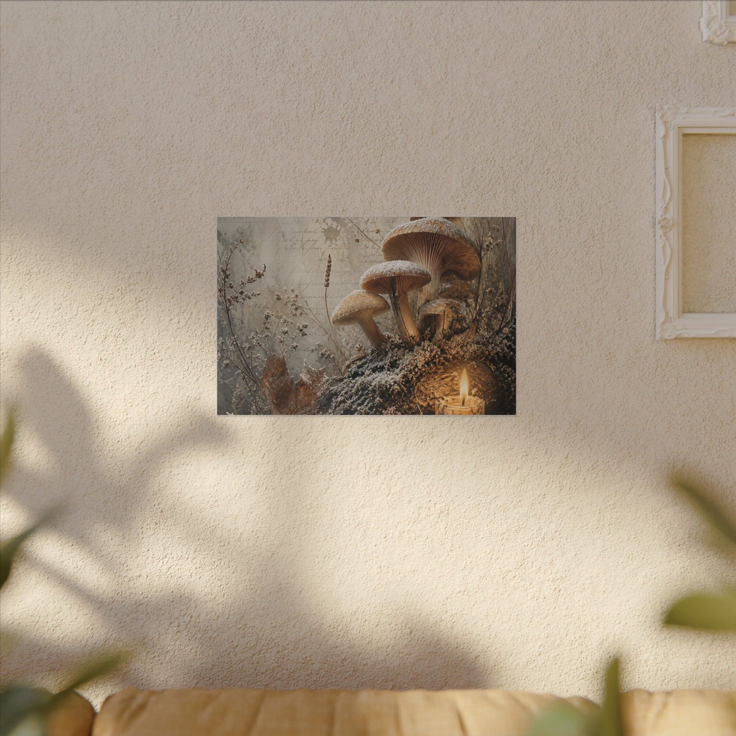 Wild Mushrooms Texture Canvas Art | Elegant Japandi Art