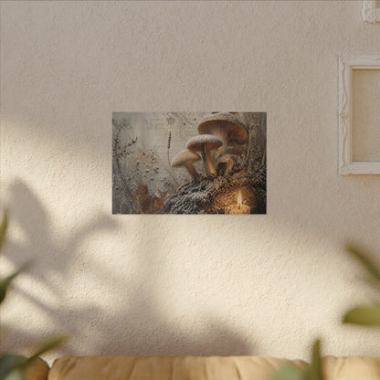 Wild Mushrooms Texture Canvas Art | Elegant Japandi Art
