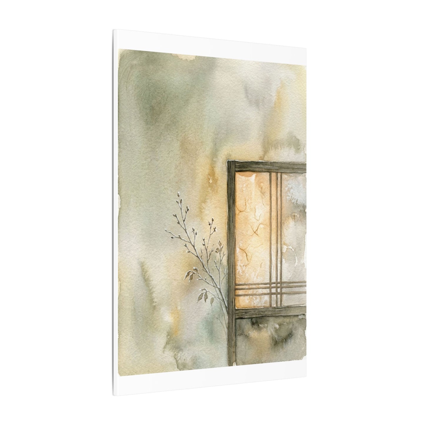 Ma Shoji Screen Canvas Art - Japandi Watercolor