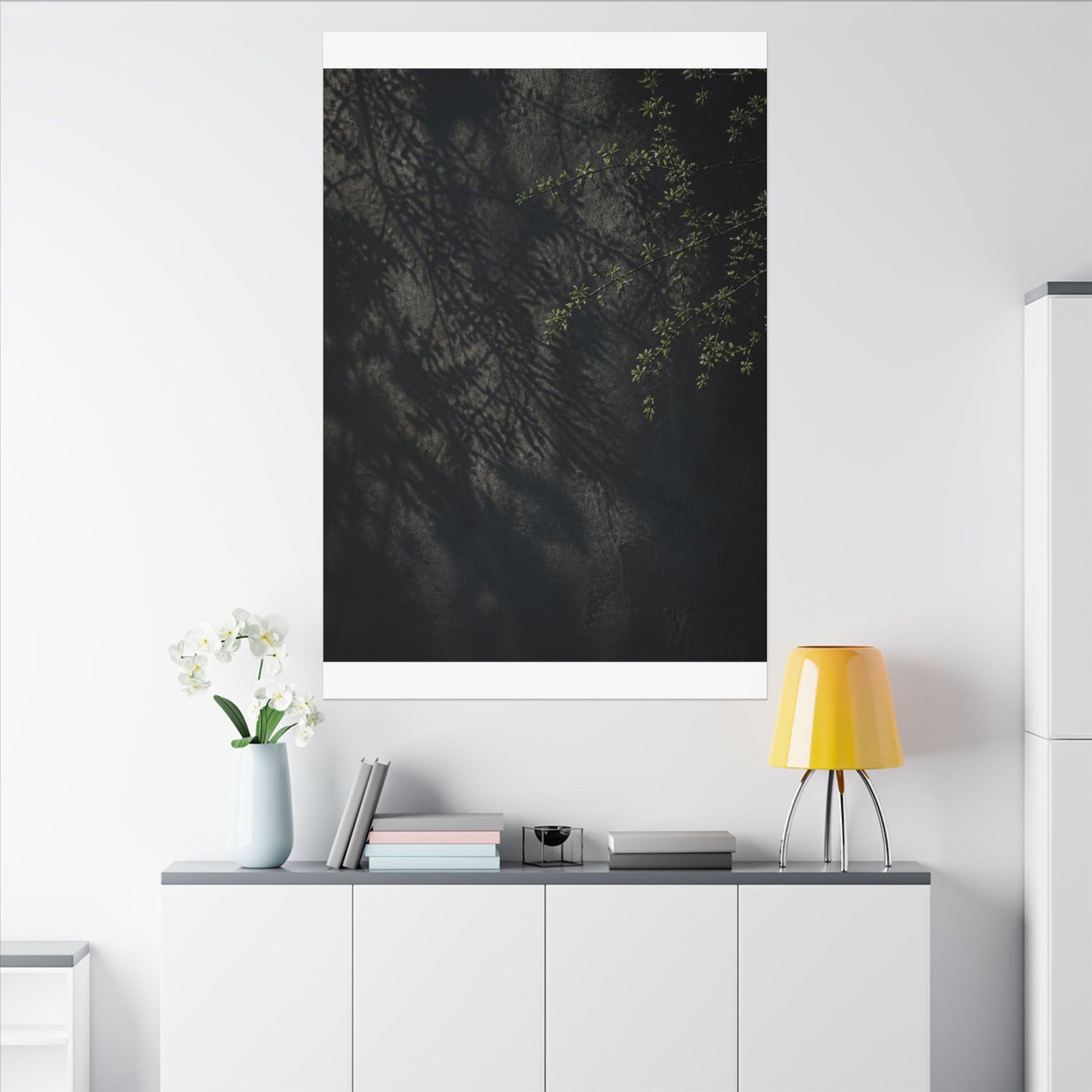 Overcast Shadow Play Canvas Art - Dark Japandi Seijaku