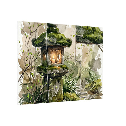 Stone Lantern Watercolor Canvas Art | Elegant Japandi Art