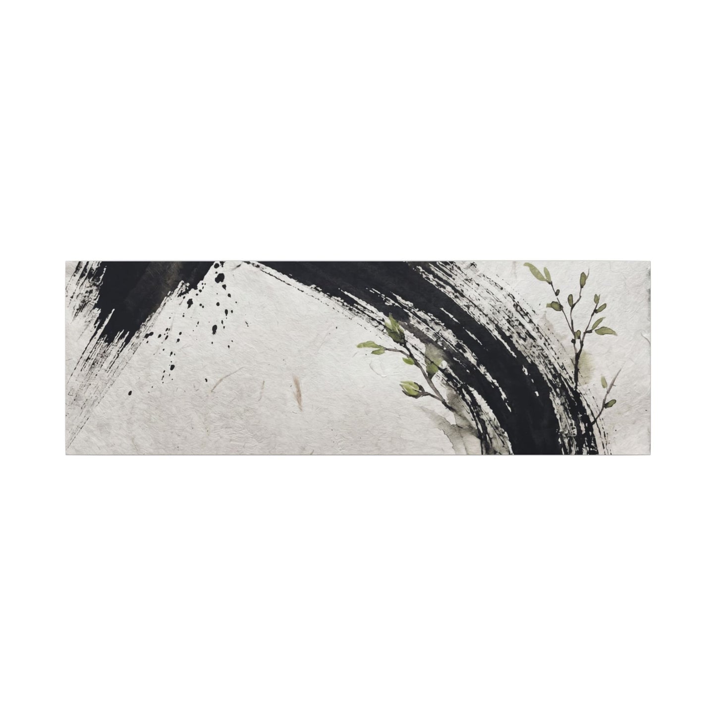 Ink Brushstroke Spring Canvas Art | Dark Japandi Sophisticated Design