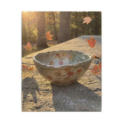 Japandi Ceramic Bowl in Golden Hour | Japanese Pattern Canvas Art