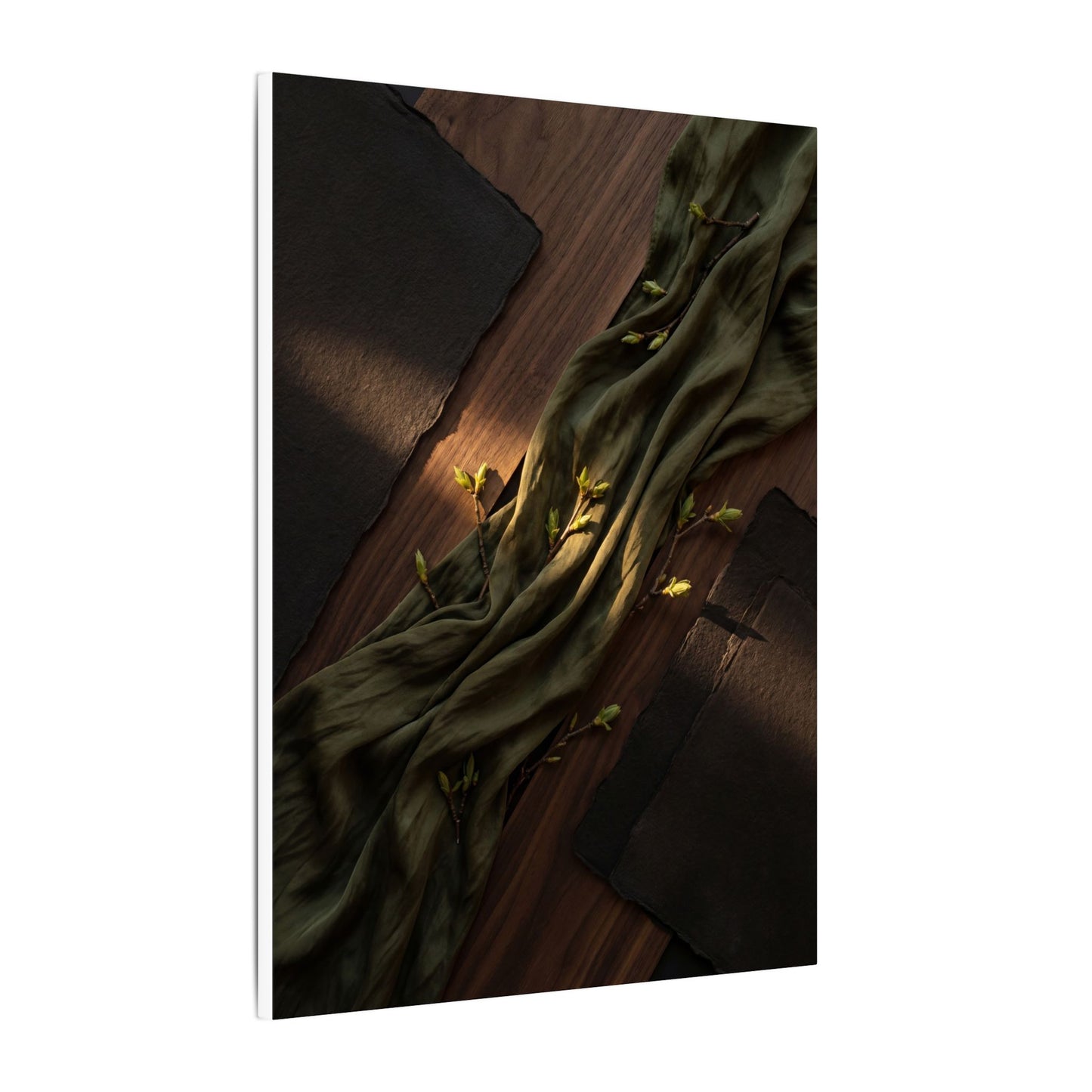 Silk Drape Canvas Art | Spring Dark Japandi Dark Texture Art
