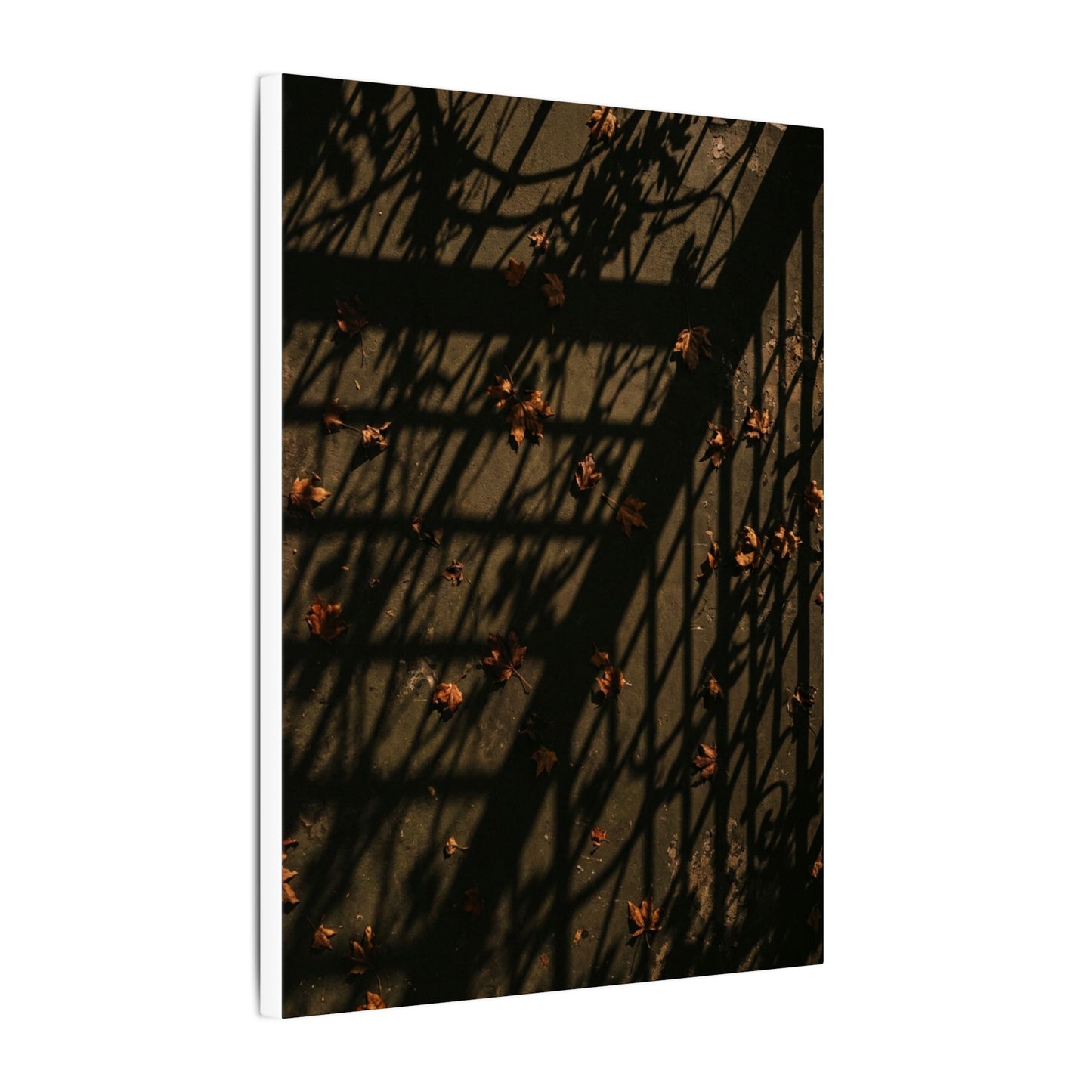 Dark Japandi Shadow Play in Golden Hour | Moody Minimal Canvas Art