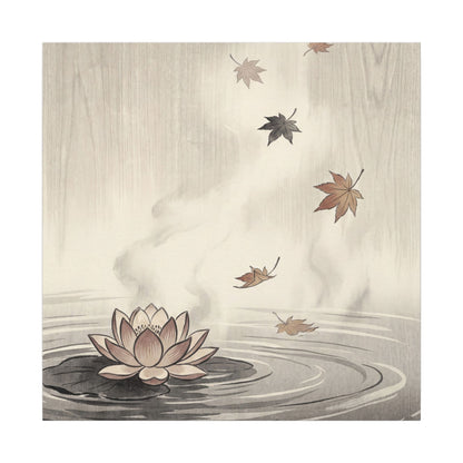 Lotus Flower Canvas Art | Autumn Zen Ukiyo E Inspired Art