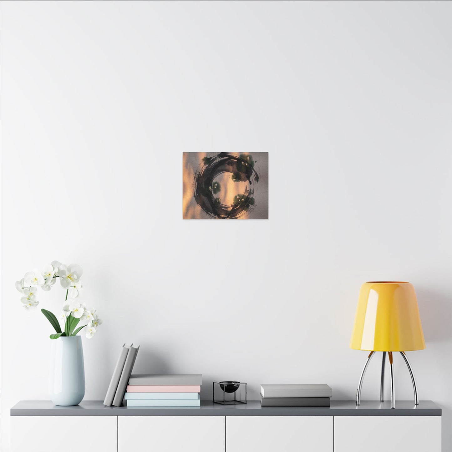 Ink Brushstroke Spring Canvas Art | Dark Japandi Bold Design