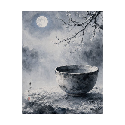 Winter Ceramic Bowl Sumi E Wall Art Print | Tranquil Decor